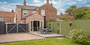 Outside seating area with patio furniture